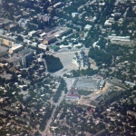 Вид на площадь Ермака с самолета
