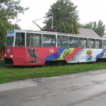 Трамваи Новочеркасска, оформленные с использованием символики города